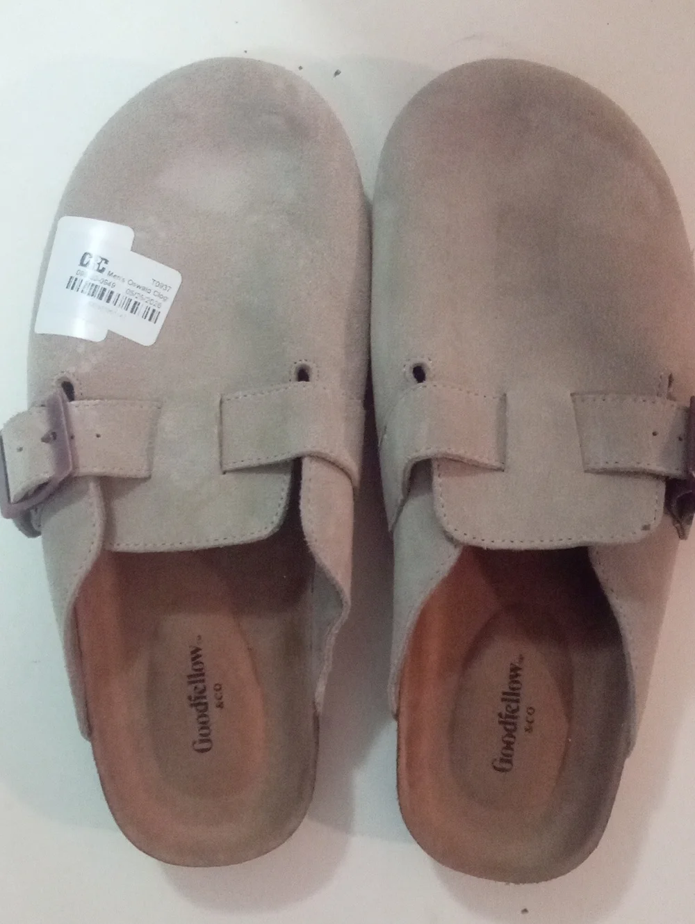Mens Goodfellow & Co Taupe Suede Buckle Clog Mules Sz 7 NWT $45 Oswald